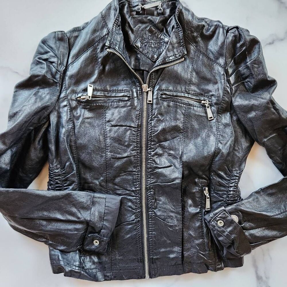JouJou black biker jacket girls Large 10-12 moto